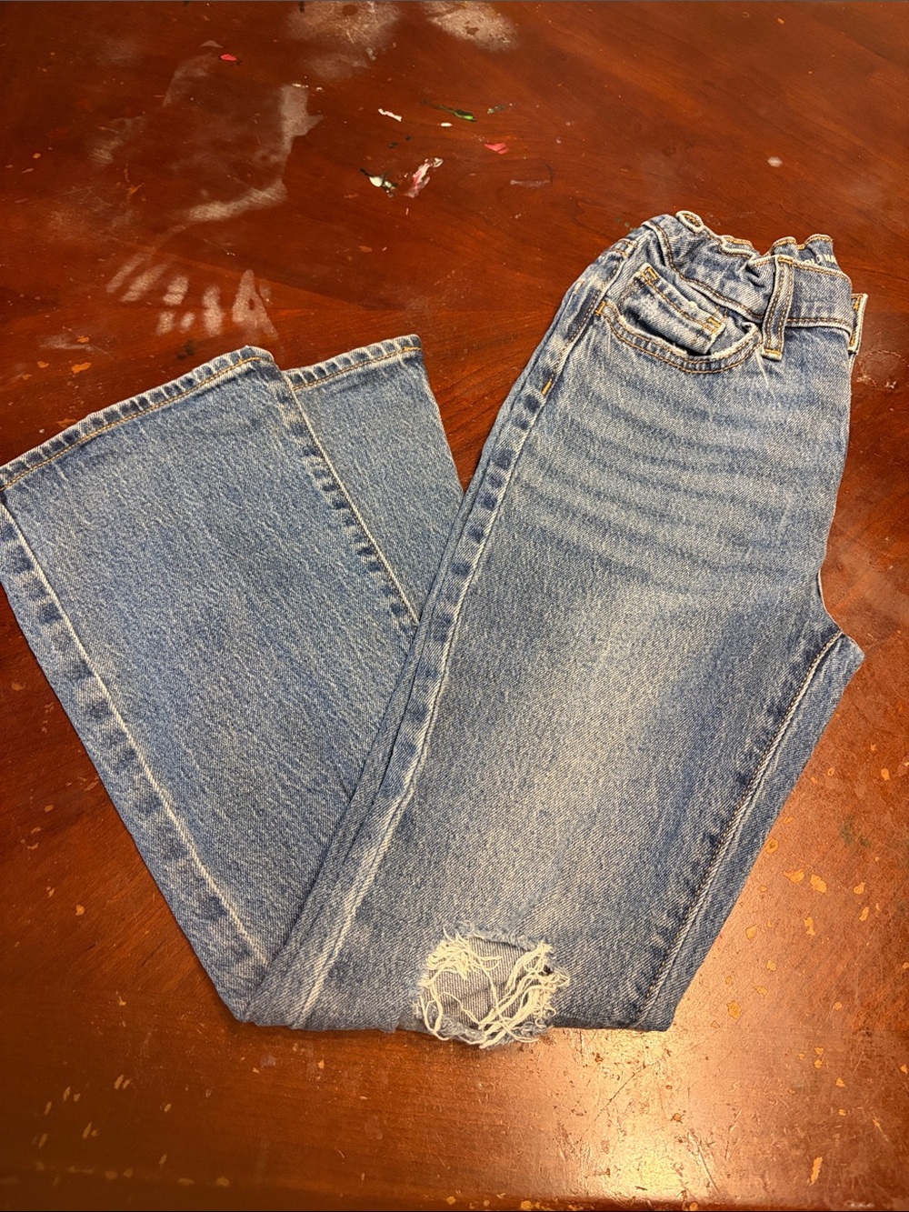 Old Navy Light Blue Flared Jeans with Knee Distress